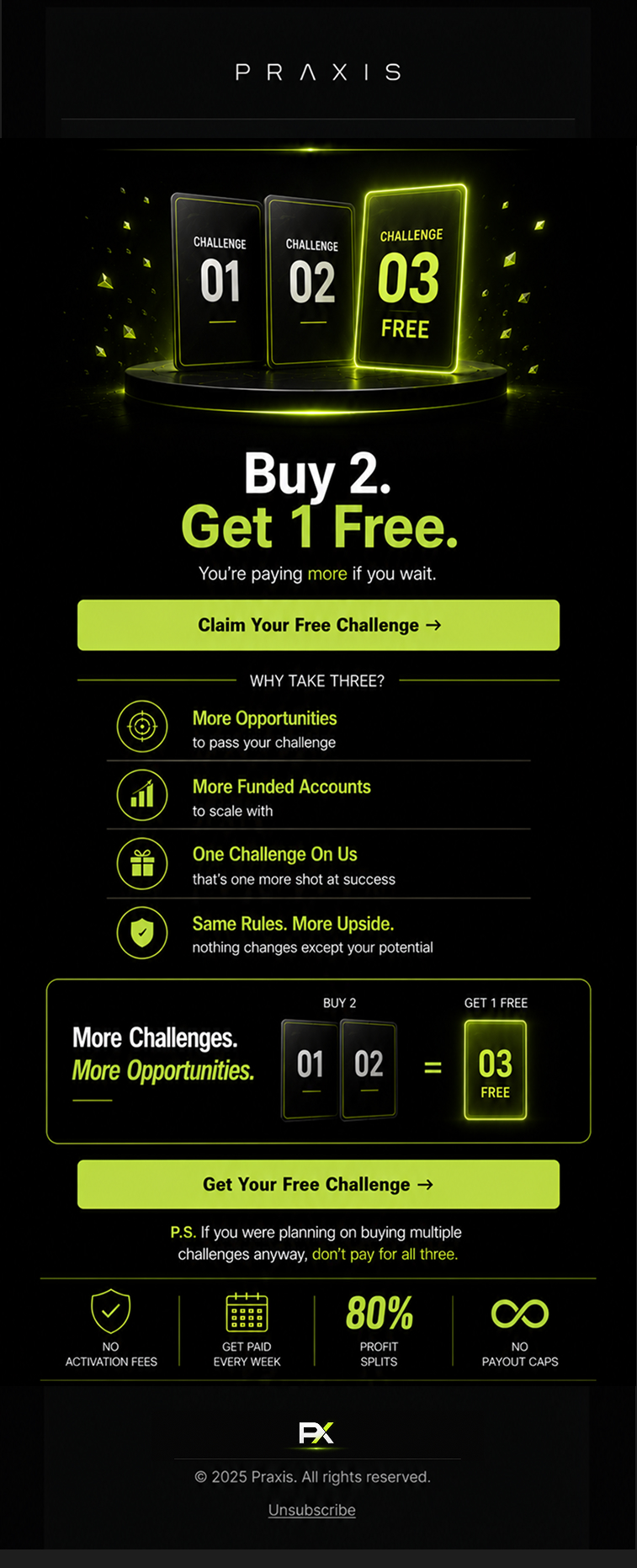 Buy 2, get 1 free challenge campaign