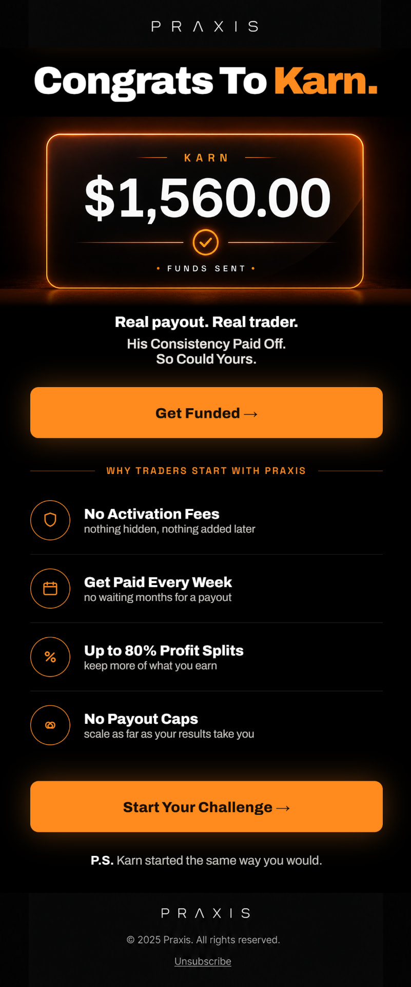 Congrats to Karn payout campaign