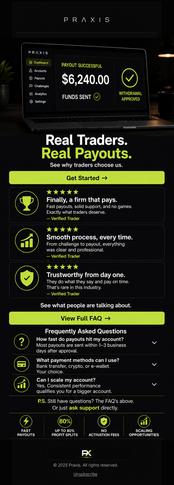 Real traders, real payouts campaign