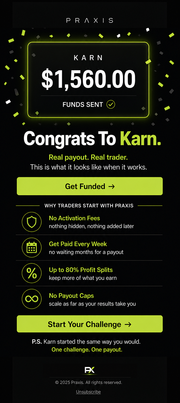 Congrats to Karn payout campaign